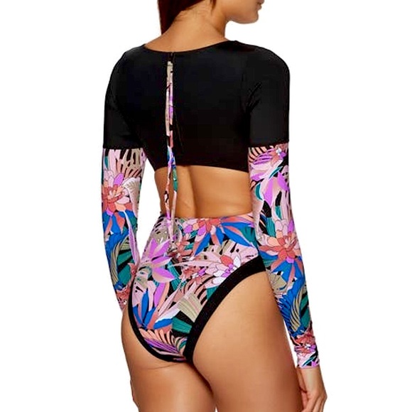 Hurley Max Palm Paradise Long Sleeve Rash Vest Bodysuit - Picture 4 of 15